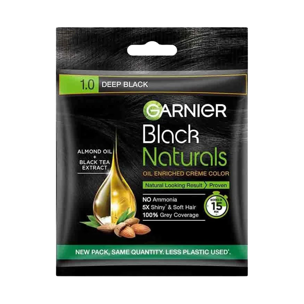 GARNIeR Black Naturals 1.0 Deep Black Oil Enriched Creme Hair Color