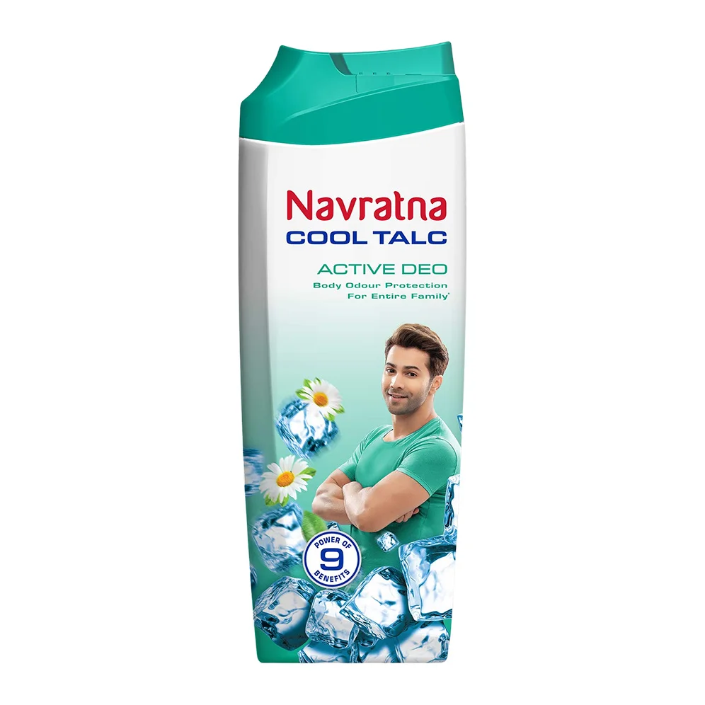 Navratna Active Deo Cool Talc with Body Odour Protection for Entire Family