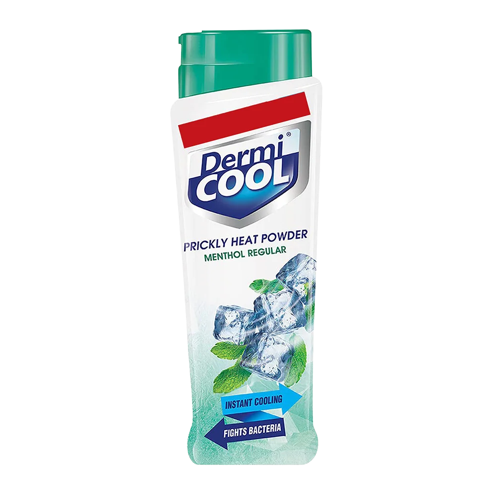 Dermi COOL Menthol Regular Prickly Heat Powder for Insatnt Cooling and Fight Bacteria