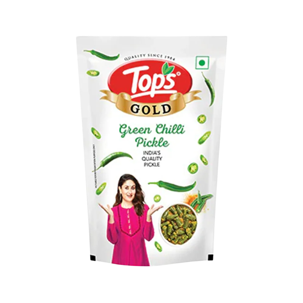 Tops Gold Green Chilli Pickle Pouch