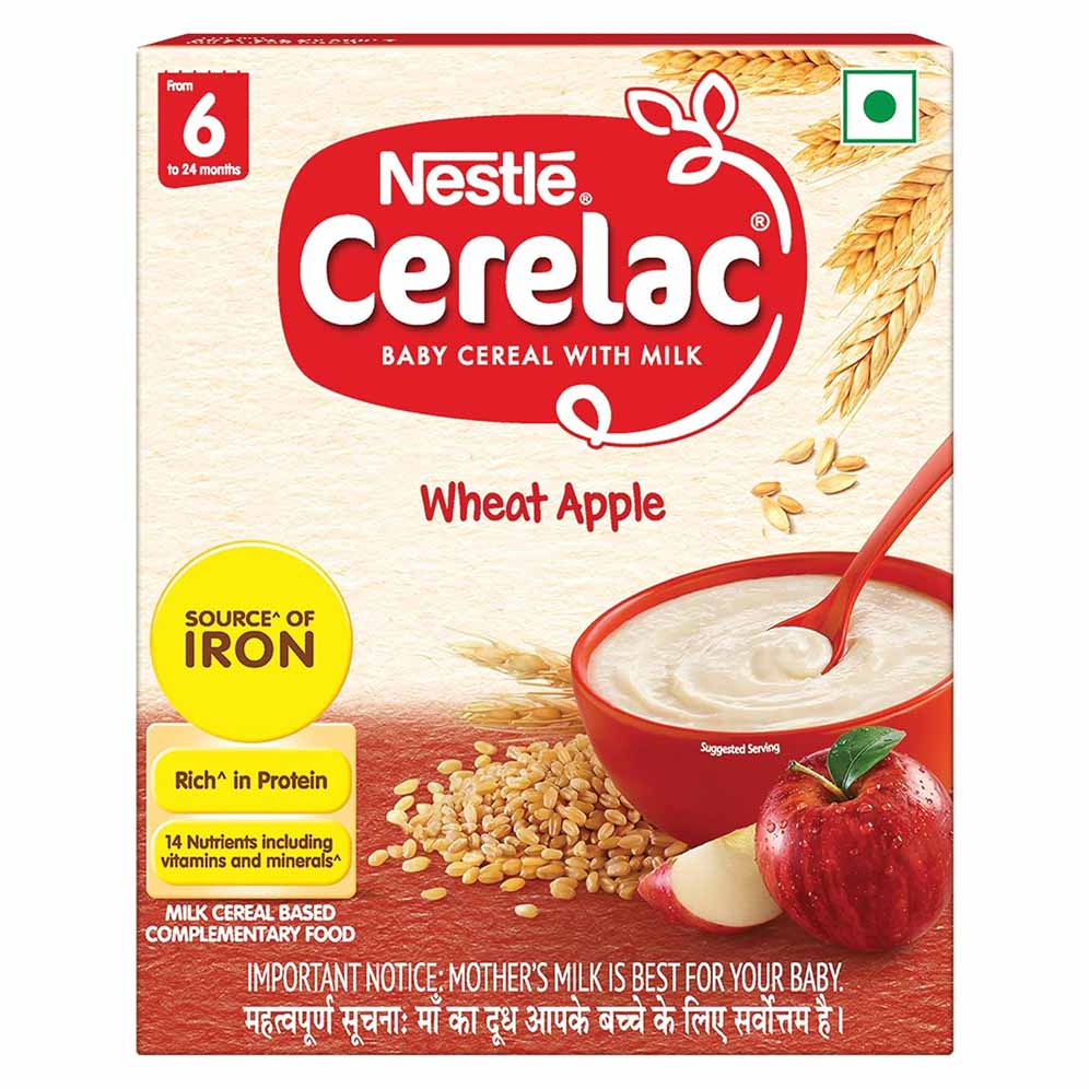 Nestle Cerelac Wheat Apple Baby Cereal with Milk for 6 to 24 Months