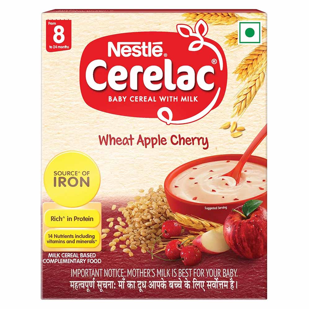 Nestle Cerelac Wheat Apple Cherry Baby Cereal with Milk for 8 to 24 Months