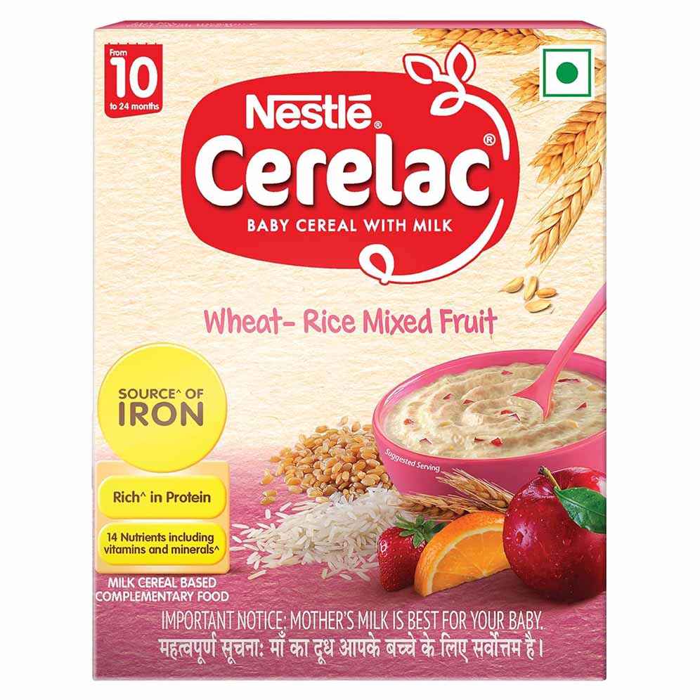Nestle Cerelac Wheat Rice Mixed Fruit Baby Cereal with Milk for 10 to 24 Months