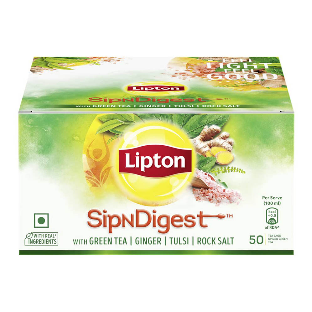 Lipton Sipn Digest Green Tea Bags with Ginger Tulsi and Rock Salt