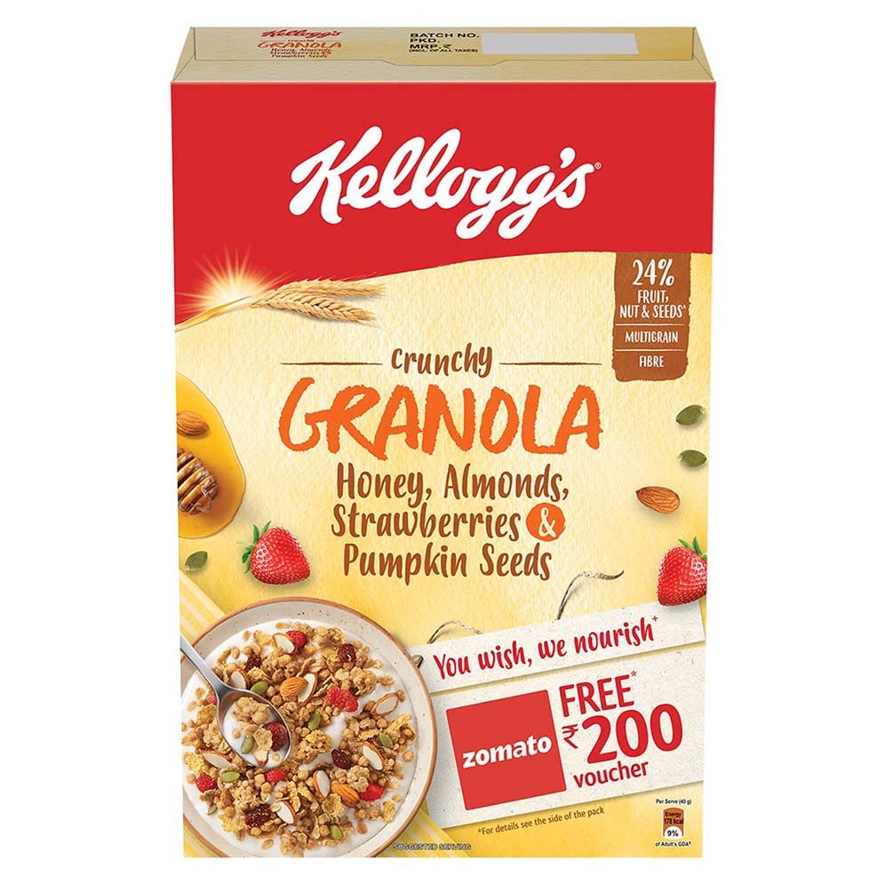 Kelloggs Honey Almonds Strawberries and Pumpkin Seeds Crunchy Granola Carton