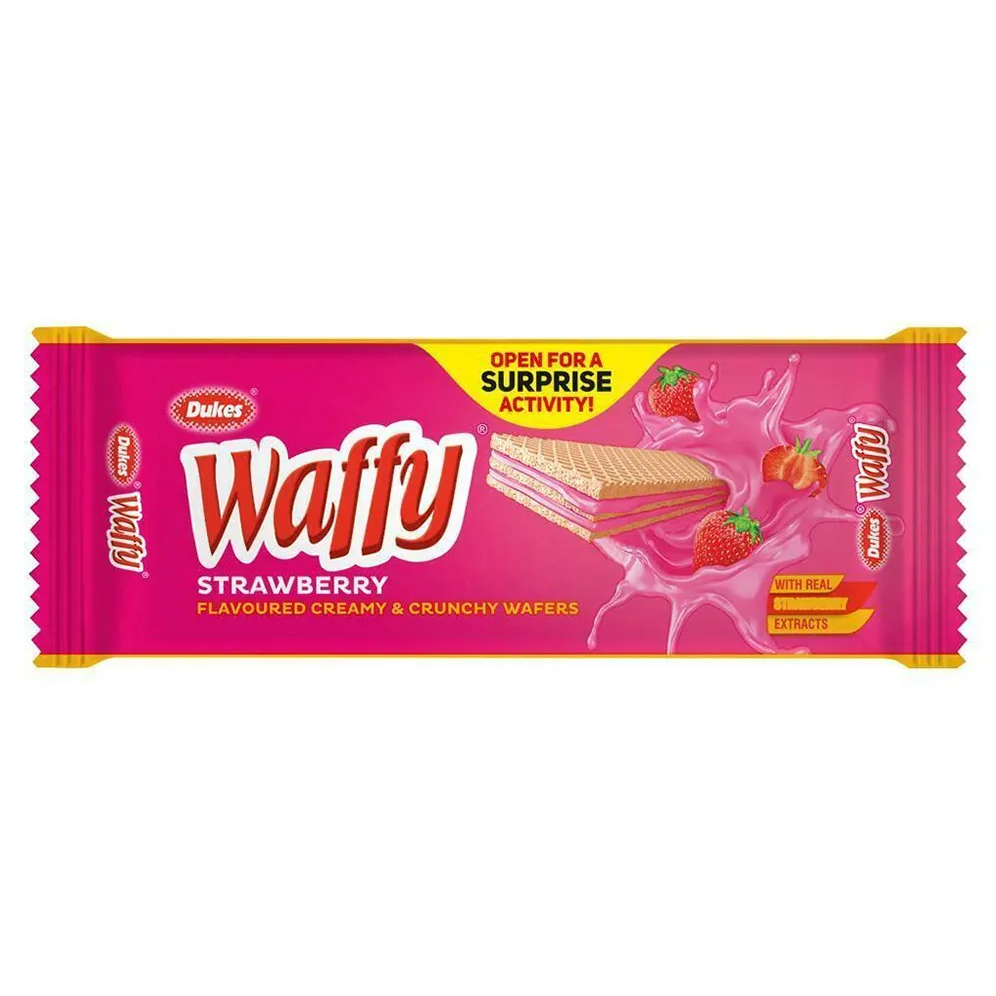 Dukes Waffy Strawberry Flavoured Creamy and Crunchy Wafers
