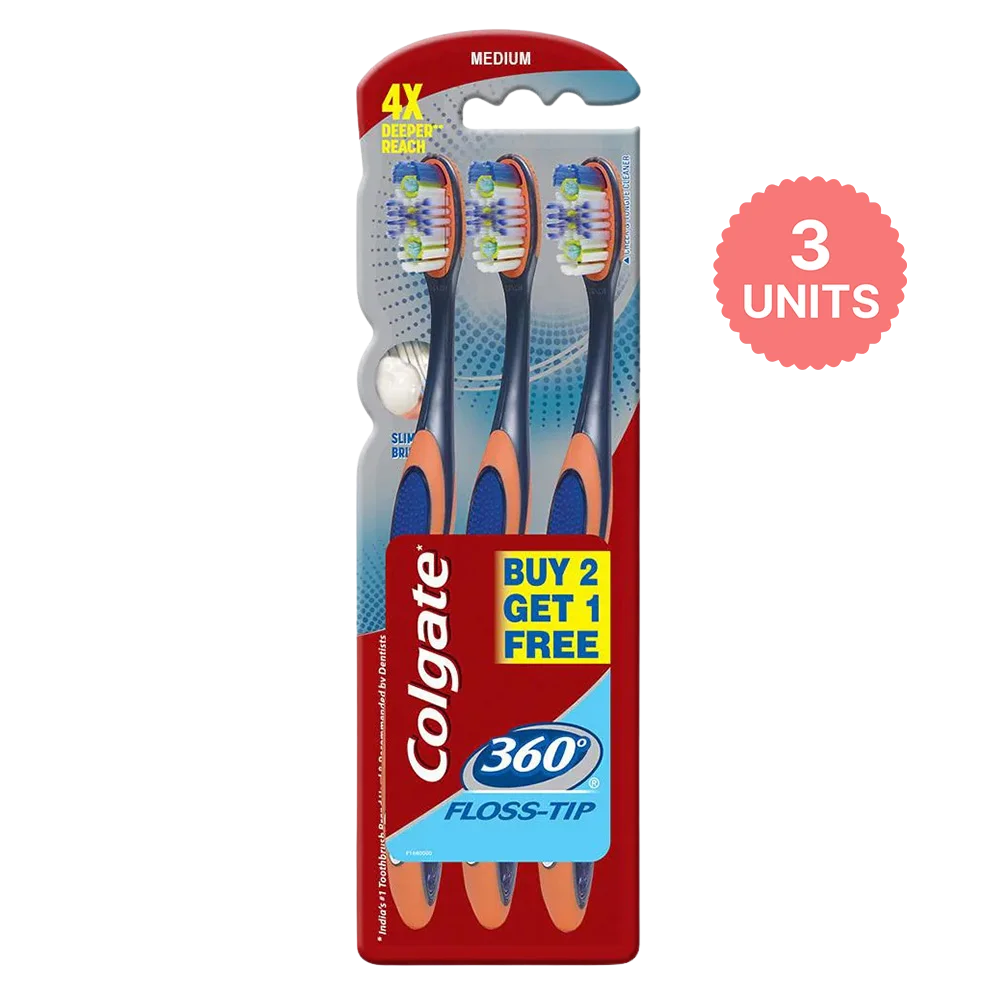 Colgate 360 Degree Floss Tip Medium Toothbrush