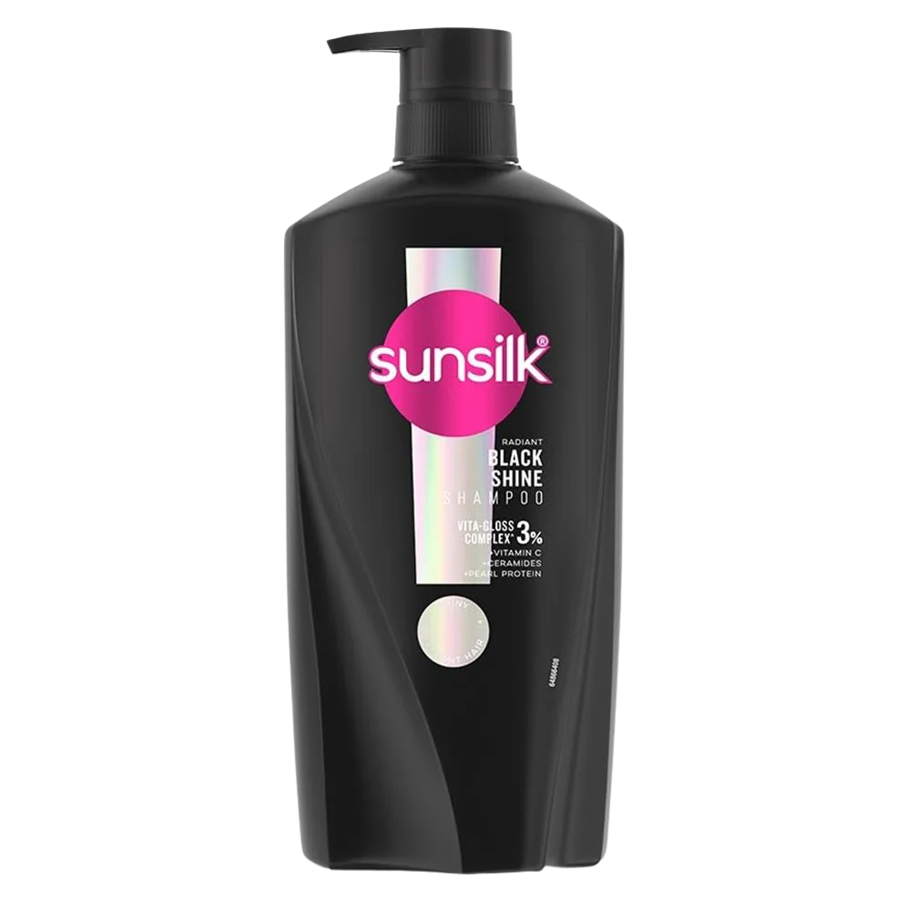 sunsilk Radiant Black Shine Shampoo with Vita Gloss Complex 3% with Vitamin C + Ceramides + Pearl Protein