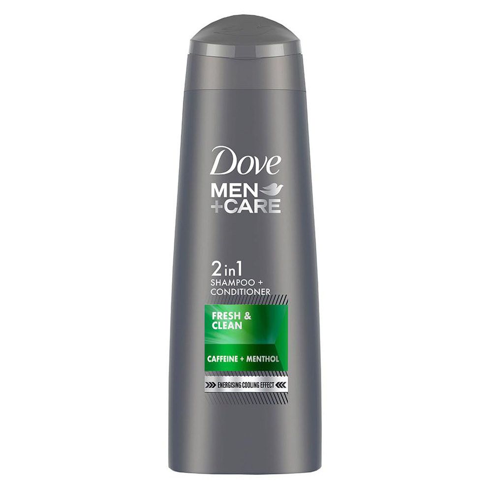 Dove MEN +care Fresh and Clean 2in1 Shampoo + Conditioner with Caffeine + Menthol