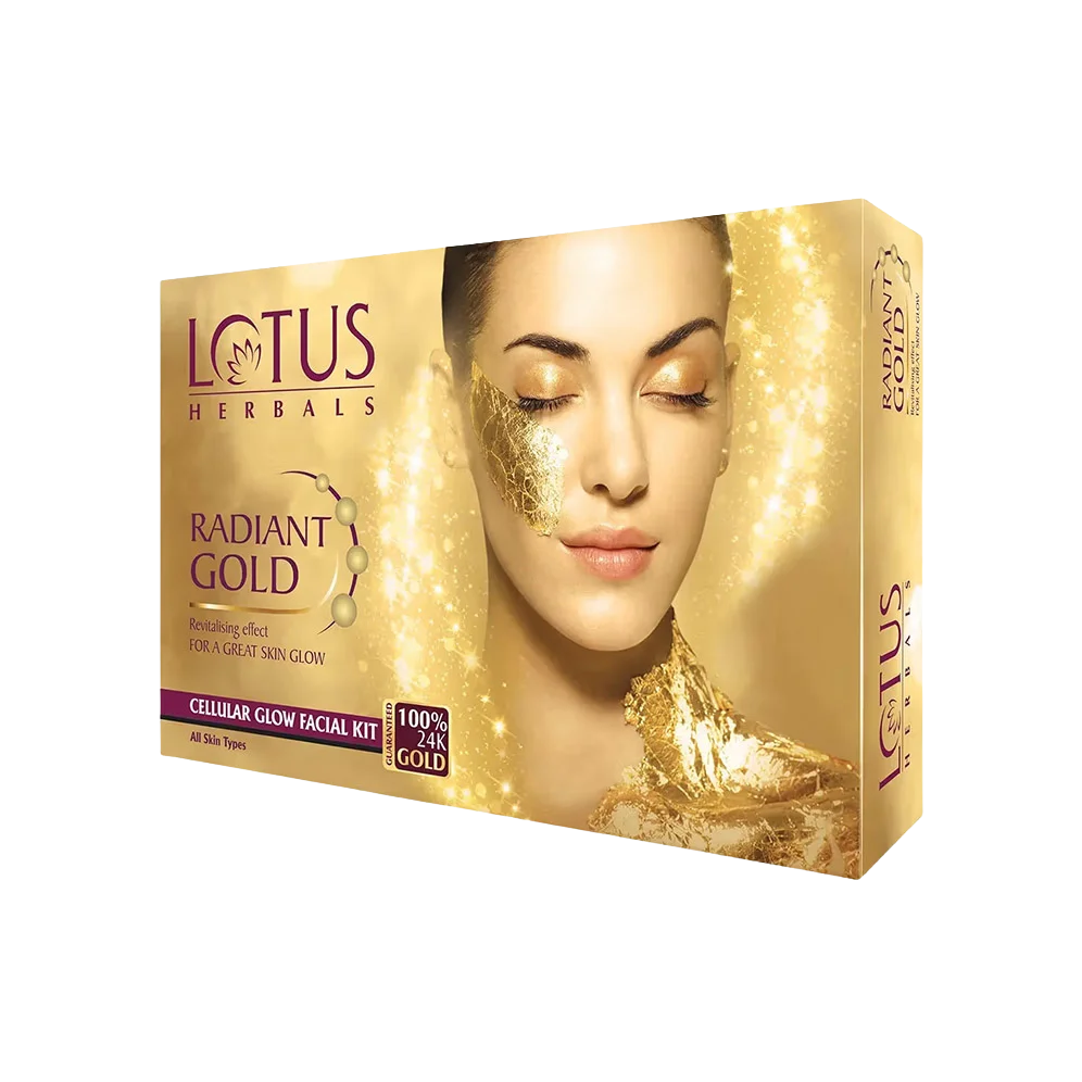 LOTUS HERBALS Radiant Gold Revitalising Effect for a Great Skin Glow Cellular Glow Facial Kit with 24K Gold
