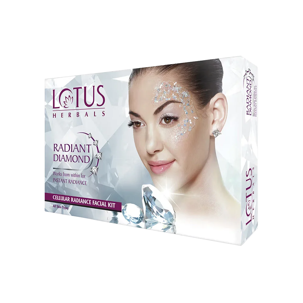 LOTUS HERBALS Radiant Diamond Works from within for Instant Radiance Cellular Radiance Facial Kit
