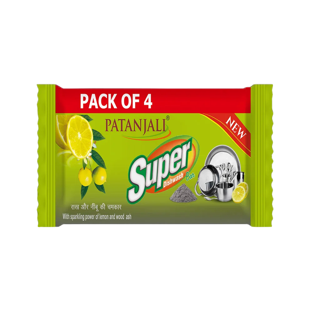 PATANJALI Super Dishwash Bar with Sparkling Power of Lemon and Wood Ash