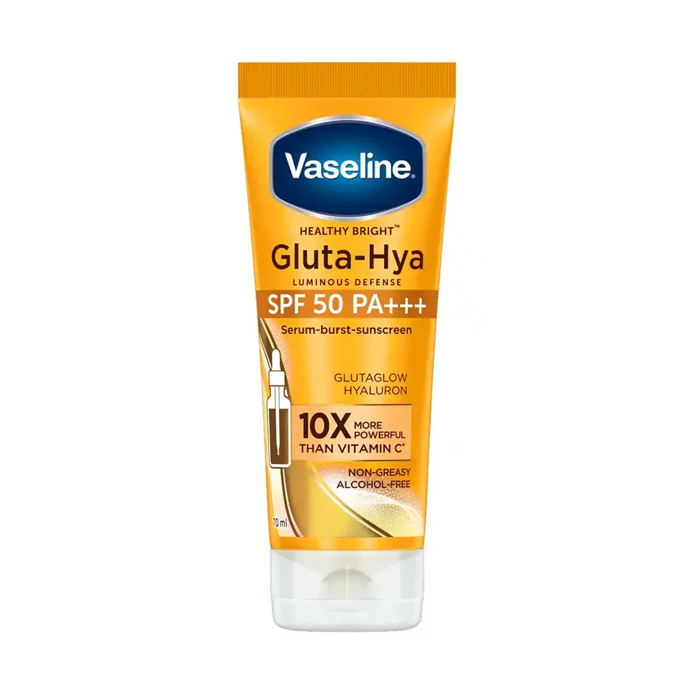 Vaseline Healthy Bright Gluta-Hya SPF 50 PA+++ Serum Burst Sunscreen for Glutaglow Hyaluron with Non Greasy Alcohol Free