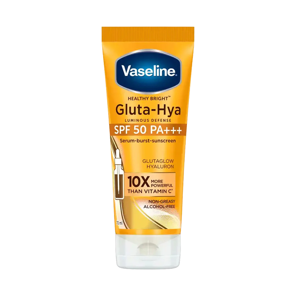 Vaseline Healthy Bright Gluta-Hya SPF 50 PA+++ Serum Burst Sunscreen for Glutaglow Hyaluron with Non Greasy Alcohol Free