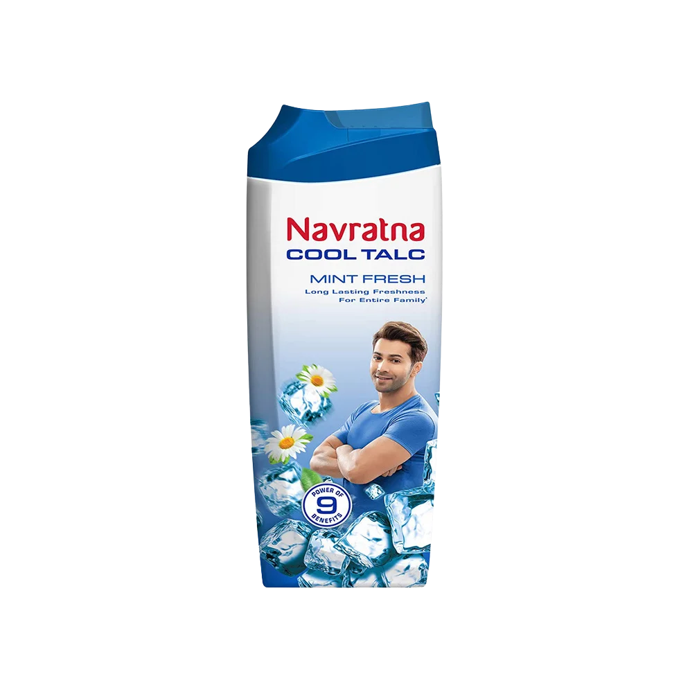 Navratna Mint Fresh Cool Talc with Long Lasting Freshness for Entire Family