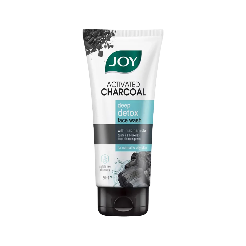 JOY Activated Charcoal Deep Detox Face Wash with Niacinamide Purifies and Detoxifies